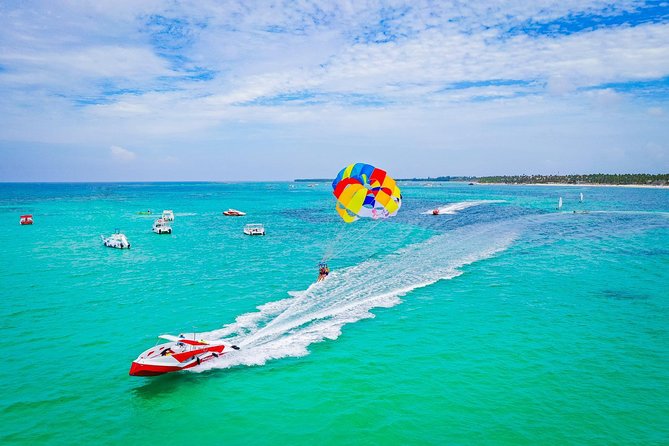 Punta Cana Party Cruise with Snorkeling, Hooka Diving and Parasailing - The catamaran party and waist-deep water stop