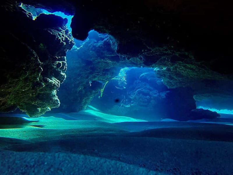 Scuba Diving - Tunnels & Caves - Cape Greco - private guided - Underwater route: lava rock, fish, and narrow passages