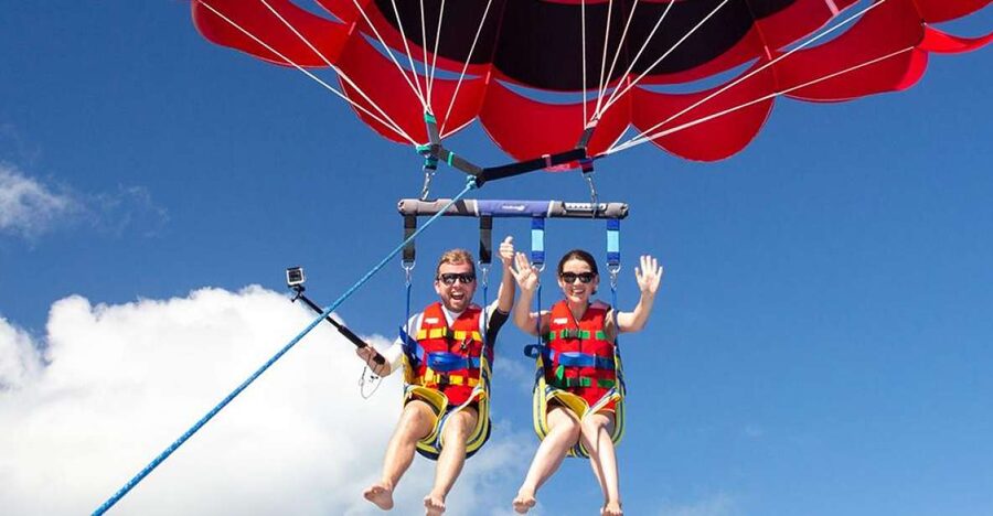 Sharm El-Sheikh: Parasailing, Camel Ride, Dive & Quad Bike - Parasailing above Sharm El-Sheikh